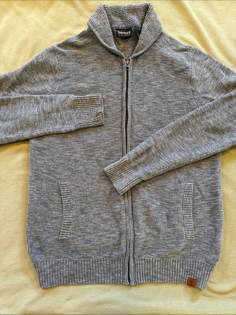 Timberland Men's Gray Zip-Up Shawl Collar Sweater Jacket